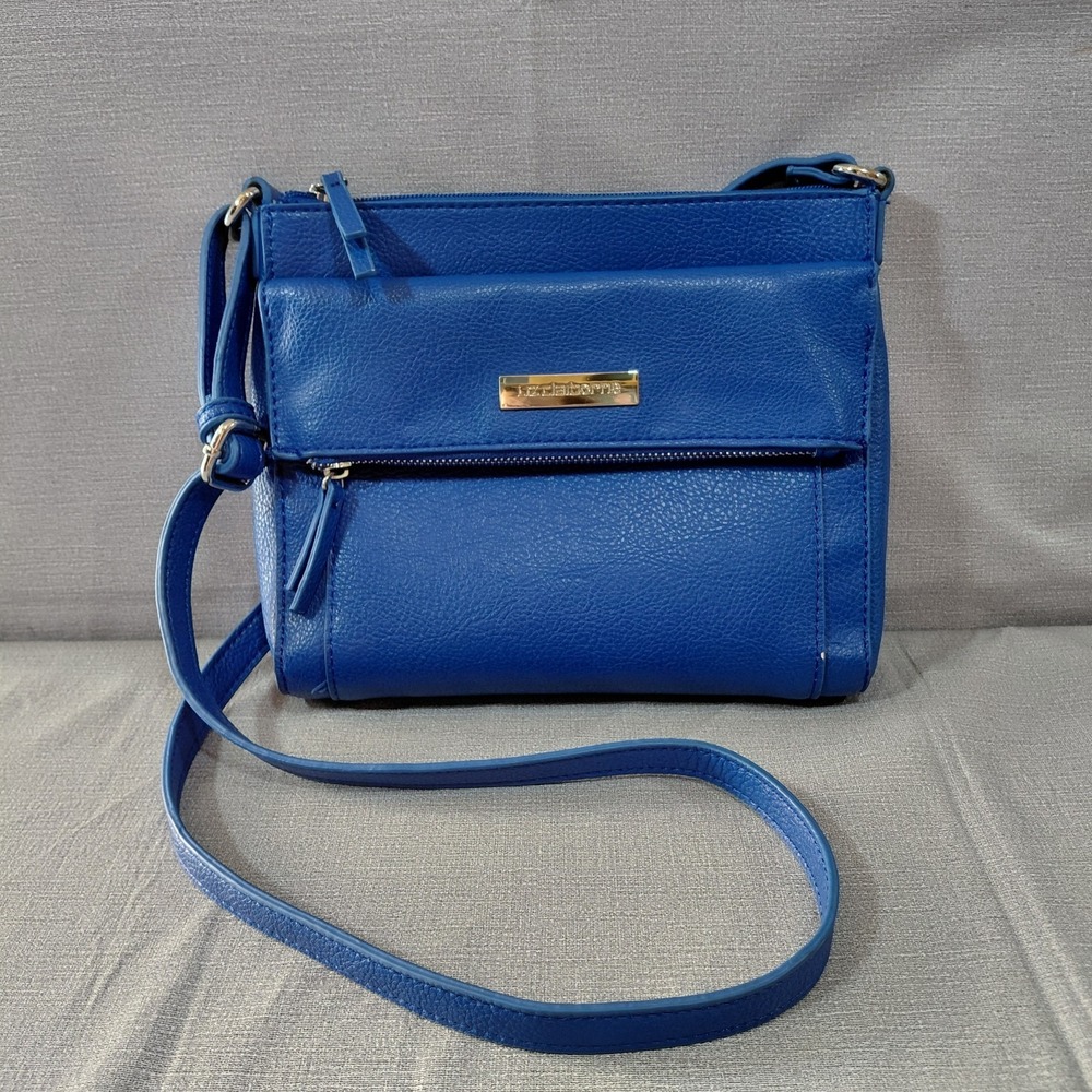Liz Claiborne Zipper Flap Crossbody Shoulder Bag Royal Blue Adjustable Strap